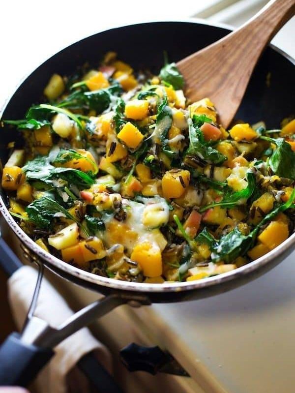 Harvest Wild Rice Skillet: a 30-minute vegetarian dinner featuring the best foods of fall. 230 calories. | pinchofyum.com
